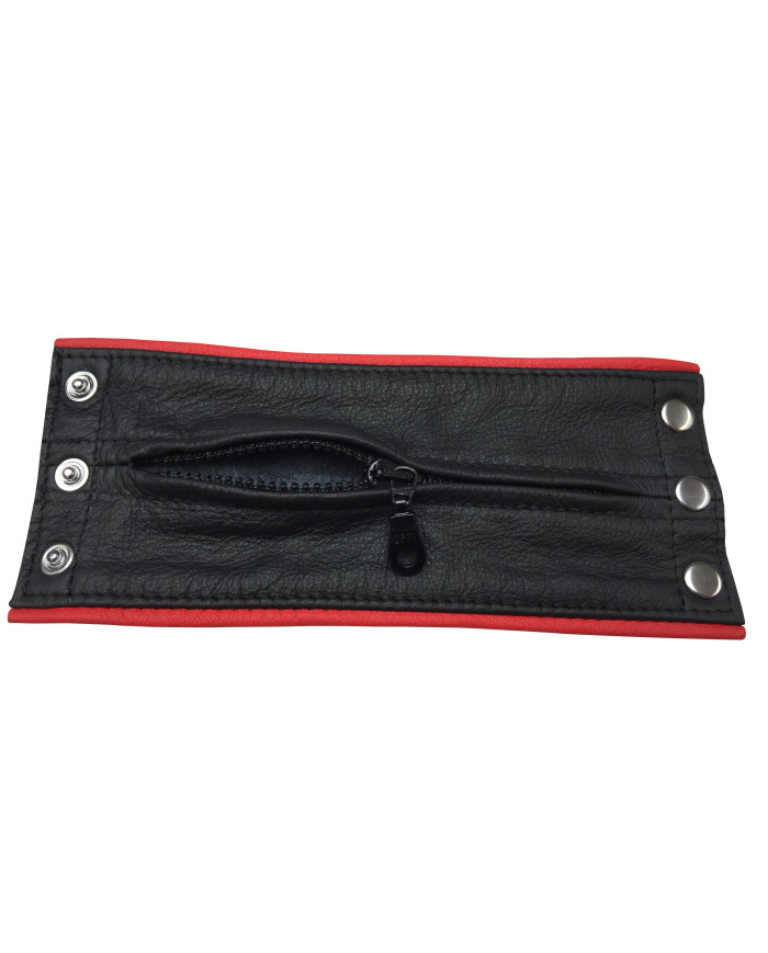 Leather bracelet wallet red