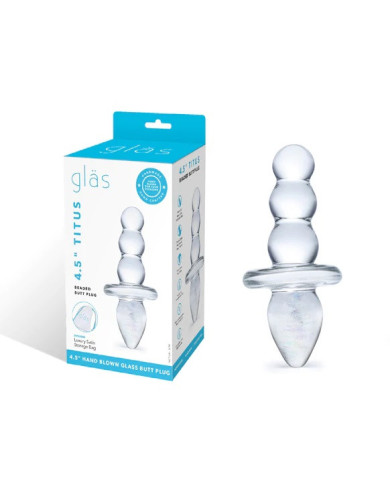 Glas 4.5inch Titus Beaded Dildo Clear Glas 4.5inch Titus Beaded Dildo Clear