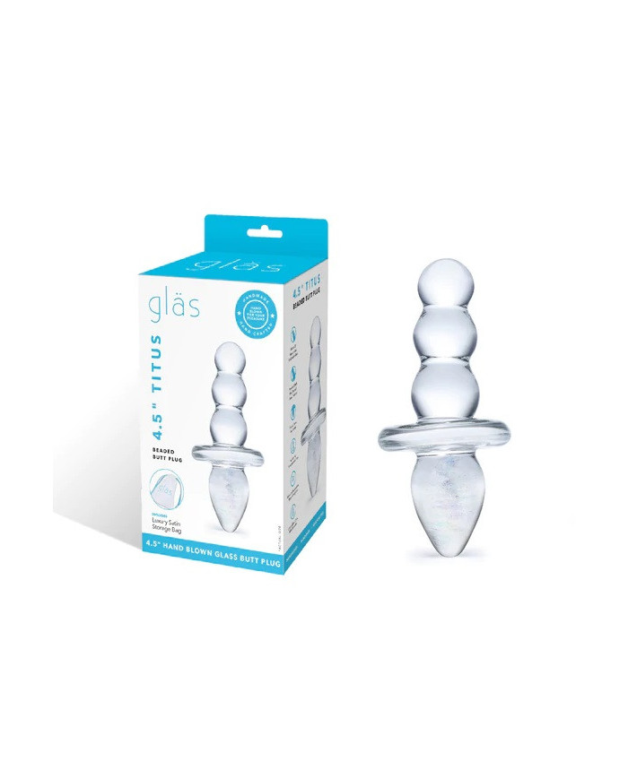 Glas 4.5inch Titus Beaded Dildo Clear Glas 4.5inch Titus Beaded Dildo Clear
