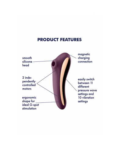 Dual Kiss - Air Pulse Vibrator - Wine Red