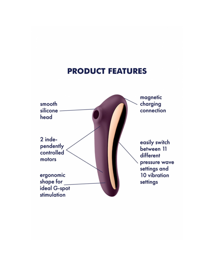 Dual Kiss - Air Pulse Vibrator - Wine Red Dual Kiss - Air Pulse Vibrator - Wine Red