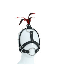 Leather Head Spiked Harness with Feather Leather Head Spiked Harness with Feather