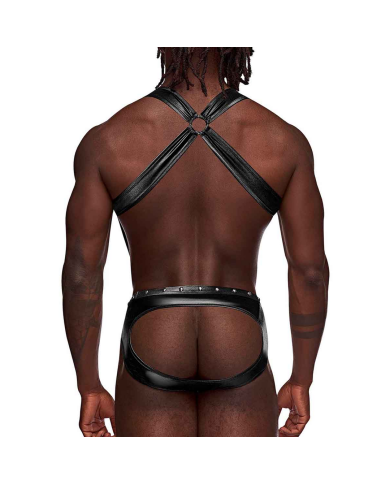 Uranus - Harness Style Open Back Jock Briefs with Suspender Straps - S M - Black Uranus - Harness Style Open Back Jock Briefs with Suspender Straps - S M - Black