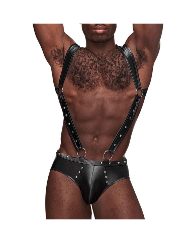 Uranus - Harness Style Open Back Jock Briefs with Suspender Straps - S M - Black Uranus - Harness Style Open Back Jock Briefs with Suspender Straps - S M - Black