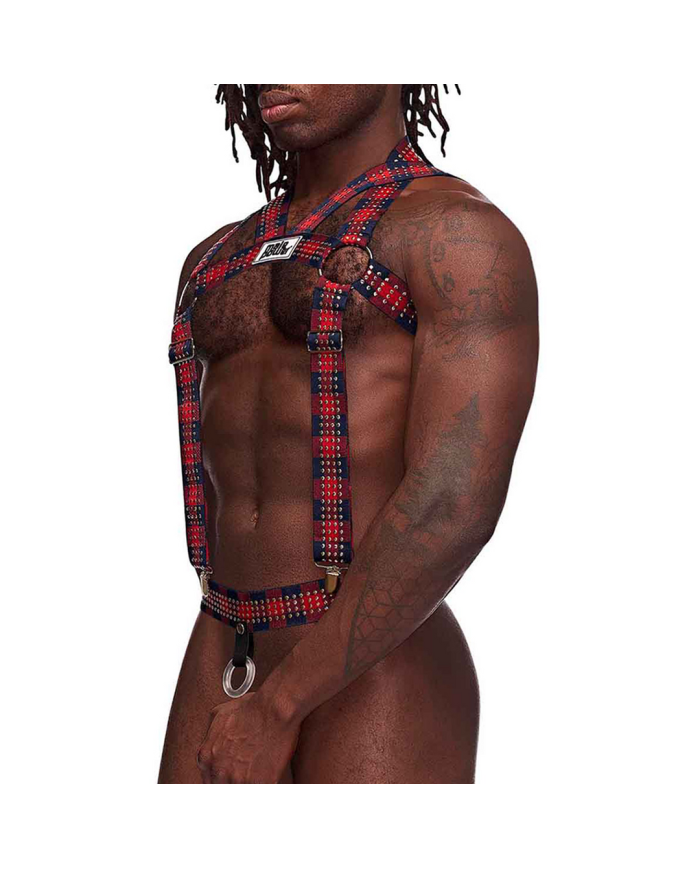 Elastic Harness with Studs - One Size - Red