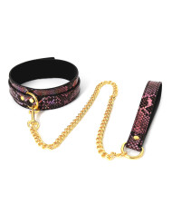 Collar Gold Pink Reptile with Leash