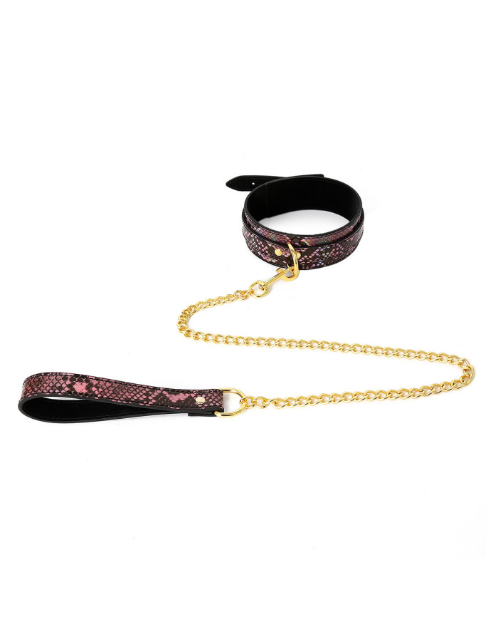 Collar Gold Pink Reptile with Leash