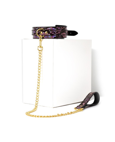 Collar Gold Pink Reptile with Leash