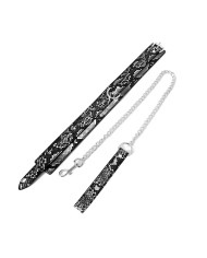 Collar Black Silver Reptile with Leash