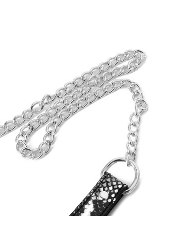 Collar Black Silver Reptile with Leash