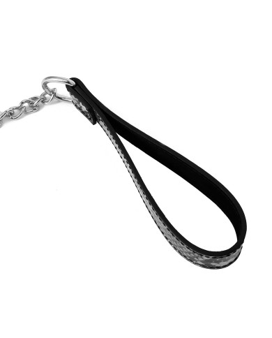 Collar Black Silver Reptile with Leash
