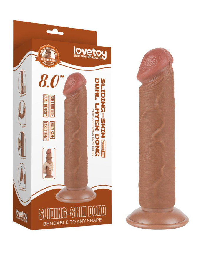 LoveToy - Sliding Skin Dildo 20 cm (  3.8 cm)  - Brown