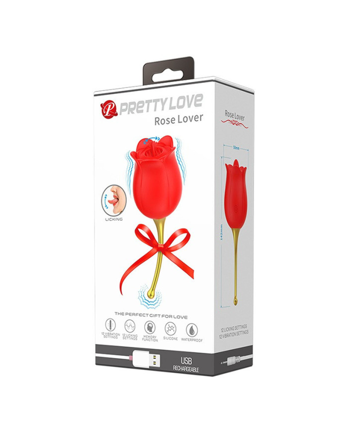 Pretty Love - Rose Lover - Clitoral Vibrator with Licking Stimulator - Gold   Red Pretty Love - Rose Lover - Clitoral Vibrator with Licking Stimulator - Gold   Red