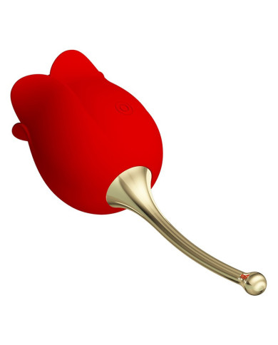 Pretty Love - Rose Lover - Clitoral Vibrator with Licking Stimulator - Gold   Red Pretty Love - Rose Lover - Clitoral Vibrator with Licking Stimulator - Gold   Red