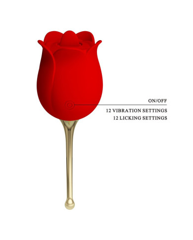 Pretty Love - Rose Lover - Clitoral Vibrator with Licking Stimulator - Gold   Red Pretty Love - Rose Lover - Clitoral Vibrator with Licking Stimulator - Gold   Red