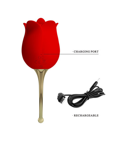 Pretty Love - Rose Lover - Clitoral Vibrator with Licking Stimulator - Gold   Red Pretty Love - Rose Lover - Clitoral Vibrator with Licking Stimulator - Gold   Red