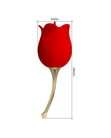 Pretty Love - Rose Lover - Clitoral Vibrator with Licking Stimulator - Gold   Red Pretty Love - Rose Lover - Clitoral Vibrator with Licking Stimulator - Gold   Red