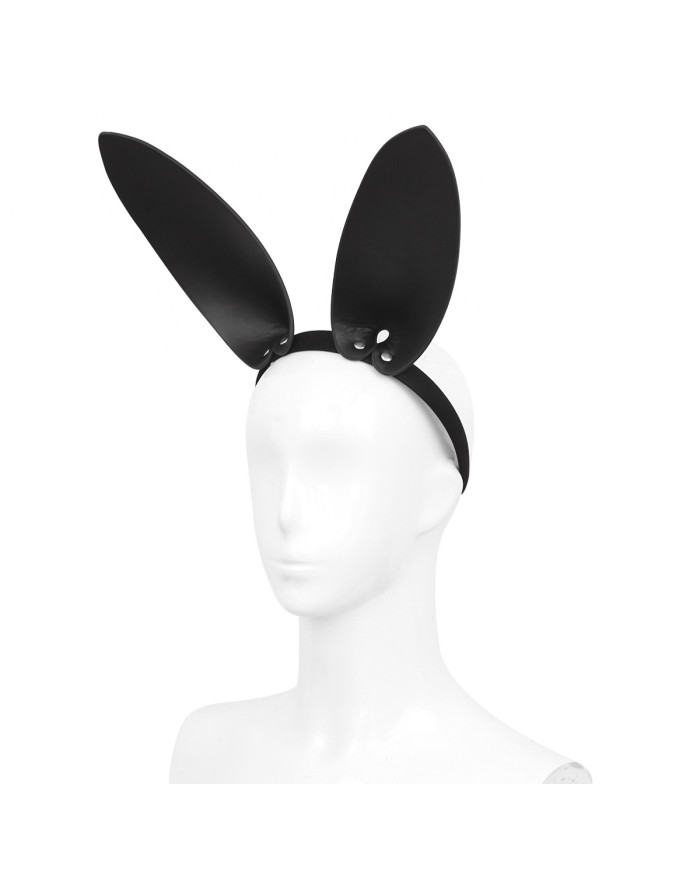 Black Leather Bunny Ears Headband