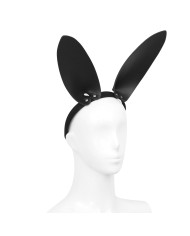 Black Leather Bunny Ears Headband
