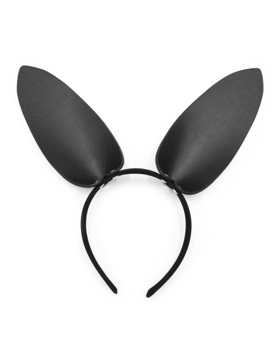 Black Leather Bunny Ears Headband