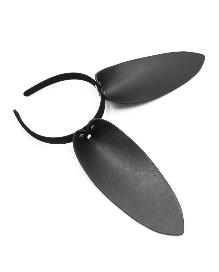 Black Leather Bunny Ears Headband
