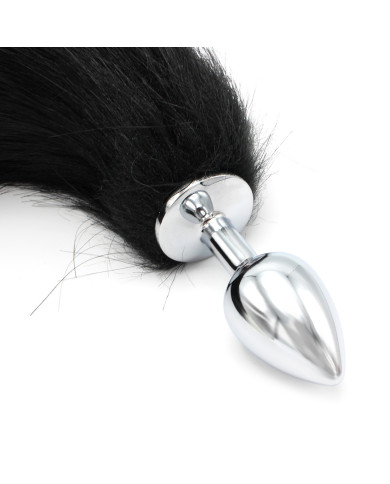 Steel Buttplug S Fox Tail Black