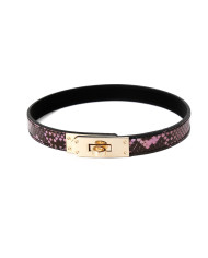 Collar Bracelet One-size Narrow Gold Pink Reptile