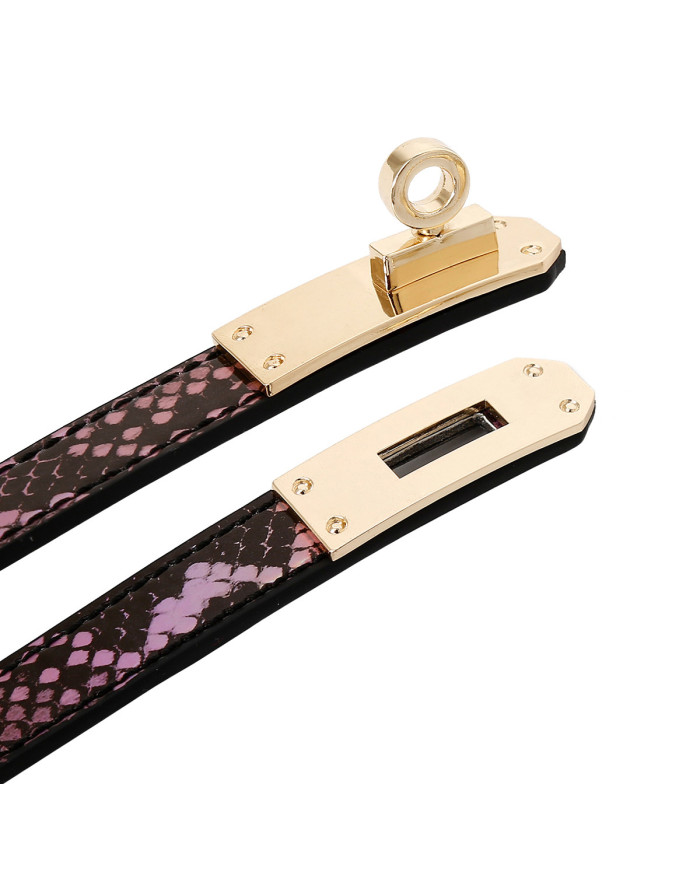 Collar Bracelet One-size Narrow Gold Pink Reptile