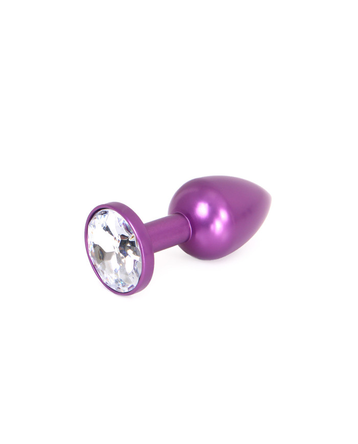 Aluminium Buttplug Purple with Clear Gem