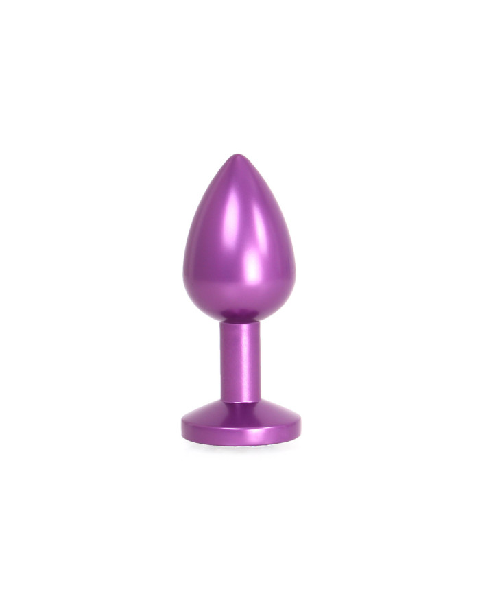 Aluminium Buttplug Purple with Clear Gem