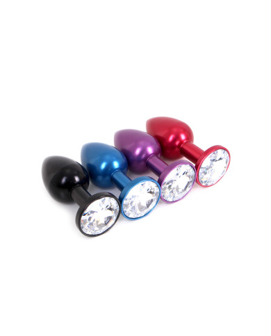 Aluminium Buttplug Purple with Clear Gem Aluminium Buttplug Purple with Clear Gem