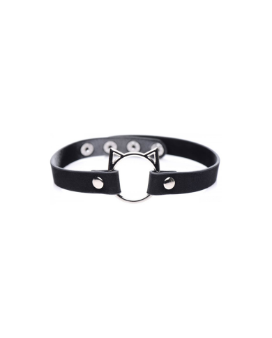 Kinky Kitty Ring Slim Choker - PU Leather - Black