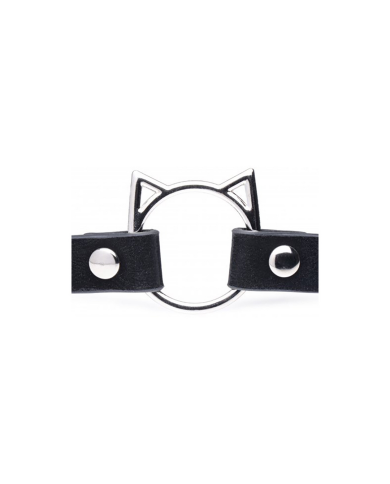 Kinky Kitty Ring Slim Choker - PU Leather - Black