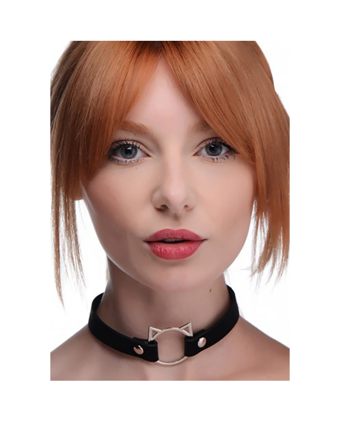 Kinky Kitty Ring Slim Choker - PU Leather - Black Kinky Kitty Ring Slim Choker - PU Leather - Black