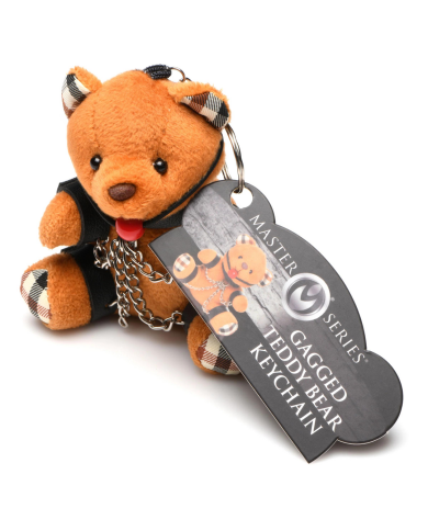 Gagged Teddy Bear Keychain - Brown