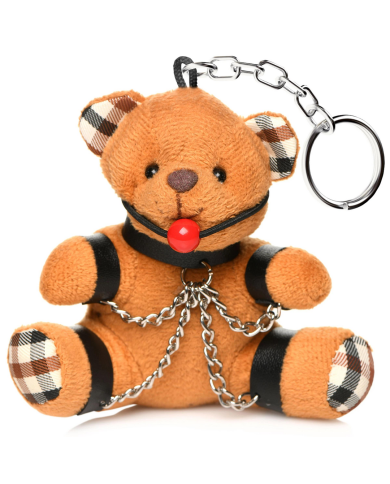 Gagged Teddy Bear Keychain - Brown