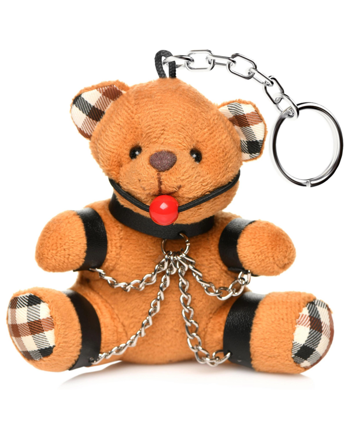 Gagged Teddy Bear Keychain - Brown