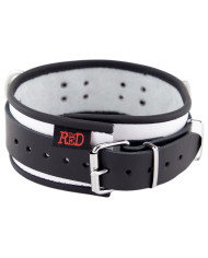 Leather Necklace 3 Rings D White-Black