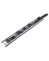 Leather Necklace 3 Rings D White-Black