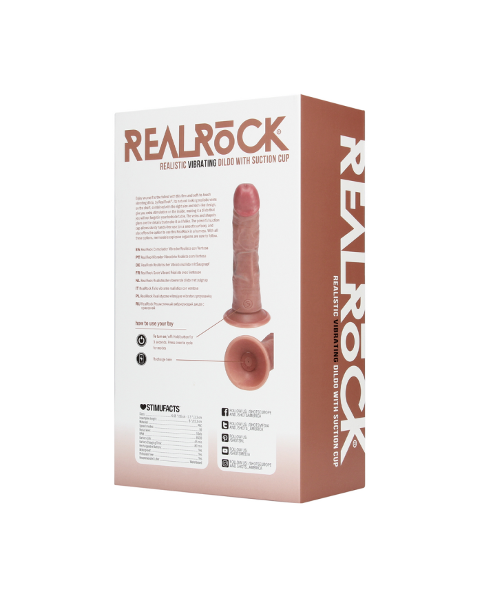 Vibrating Regular Curved Cock - 6   15,5 cm - Tan