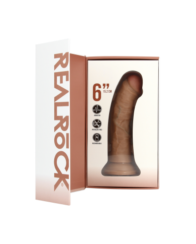 Vibrating Regular Curved Cock - 6   15,5 cm - Tan