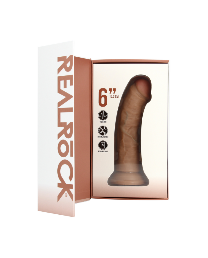 Vibrating Regular Curved Cock - 6   15,5 cm - Tan