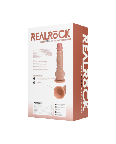 Vibrating Regular Straight Cock with Balls - 9   23 cm - Tan
