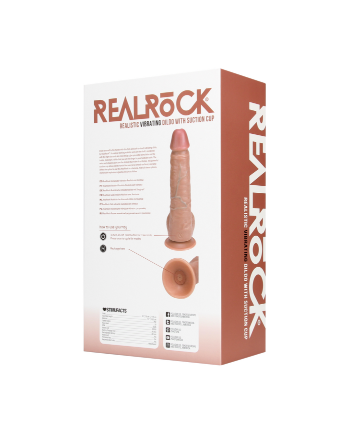 Vibrating Regular Straight Cock with Balls - 9   23 cm - Tan