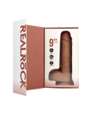 Vibrating Regular Straight Cock with Balls - 9   23 cm - Tan