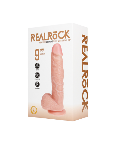 Vibrating Regular Straight Cock with Balls - 9   23 cm - Flesh