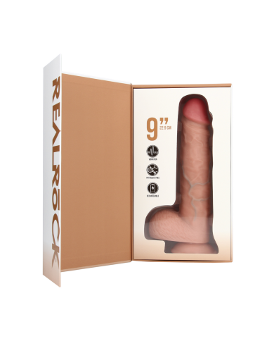 Vibrating Regular Straight Cock with Balls - 9   23 cm - Flesh