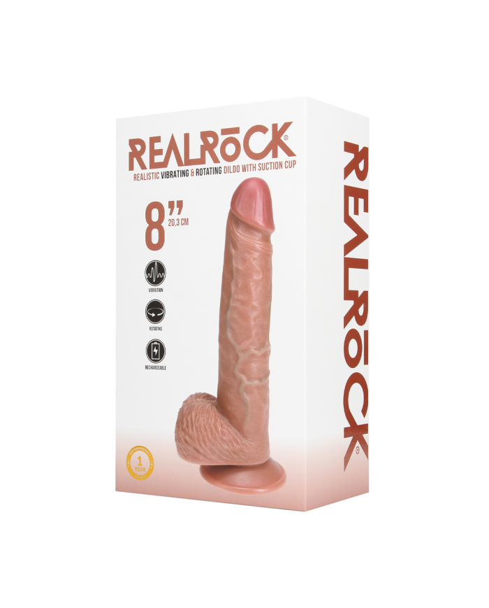 Vibrating and Rotating Straight Cock with Balls - 8   20,5 cm - Tan