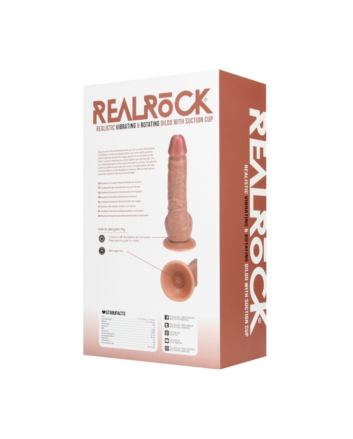 Vibrating and Rotating Straight Cock with Balls - 8   20,5 cm - Tan