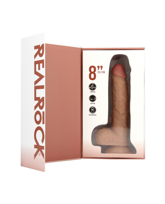 Vibrating and Rotating Straight Cock with Balls - 8   20,5 cm - Tan